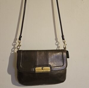Vintage Coach Kristin metallic leather crossbody bag in brown Pewter